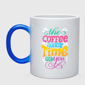 Кружка хамелеон с принтом Coffee Time в городе Новоалтайск, керамика | меняет цвет при нагревании, емкость 330 мл | art | coffee | inscription | time | арт | время | кофе | надпись