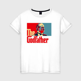 Женская футболка хлопок с принтом godfather logo в городе Новоалтайск, 100% хлопок | прямой крой, круглый вырез горловины, длина до линии бедер, слегка спущенное плечо | godfather | кино | крестный отец | фильм