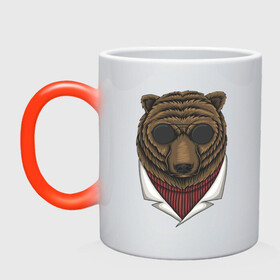 Кружка хамелеон с принтом Gang Bear в городе Новоалтайск, керамика | меняет цвет при нагревании, емкость 330 мл | иллюстрация | косолапый | крутой | мафия | мишка