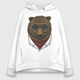 Женское худи Oversize хлопок с принтом Gang Bear в городе Новоалтайск, френч-терри — 70% хлопок, 30% полиэстер. Мягкий теплый начес внутри —100% хлопок | боковые карманы, эластичные манжеты и нижняя кромка, капюшон на магнитной кнопке | иллюстрация | косолапый | крутой | мафия | мишка