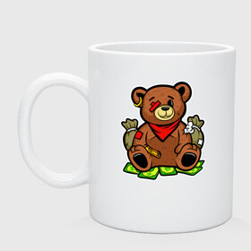 Кружка керамическая с принтом Money Bear в городе Новоалтайск, керамика | объем — 330 мл, диаметр — 80 мм. Принт наносится на бока кружки, можно сделать два разных изображения | богатый | гризли | деньги | иллюстрация | мишка