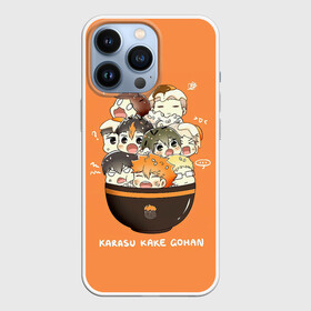 Чехол для iPhone 13 Pro с принтом Karasu kake gohan | Haikyuu в городе Новоалтайск,  |  | Тематика изображения на принте: anime | haikyu | haikyuu | karasuno | manga | аниме | асахи азумане | волейбол | волейбольный клуб | вороны | карасуно | коши сугавара | манга | рюноске танака | старшая школа | тобио кагеяма | хаику | хаикую | шоё хината