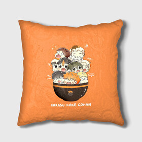 Подушка 3D с принтом Karasu kake gohan | Haikyuu!! в городе Новоалтайск, наволочка – 100% полиэстер, наполнитель – холлофайбер (легкий наполнитель, не вызывает аллергию). | состоит из подушки и наволочки. Наволочка на молнии, легко снимается для стирки | anime | haikyu | haikyuu | karasuno | manga | аниме | асахи азумане | волейбол | волейбольный клуб | вороны | карасуно | коши сугавара | манга | рюноске танака | старшая школа | тобио кагеяма | хаику | хаикую | шоё хината