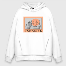 Мужское худи Oversize хлопок с принтом Parasite в городе Новоалтайск, френч-терри — 70% хлопок, 30% полиэстер. Мягкий теплый начес внутри —100% хлопок | боковые карманы, эластичные манжеты и нижняя кромка, капюшон на магнитной кнопке | Тематика изображения на принте: bong joon ho | korea | parasite | актер | драма | канны | кино | комедия | корея | оскар | паразиты | пон чжун хо | режиссер | семья | триллер