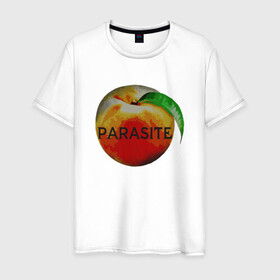 Мужская футболка хлопок с принтом Parasite Peach в городе Новоалтайск, 100% хлопок | прямой крой, круглый вырез горловины, длина до линии бедер, слегка спущенное плечо. | bong joon ho | korea | parasite | актер | драма | канны | кино | комедия | корея | оскар | паразиты | пон чжун хо | режиссер | семья | триллер