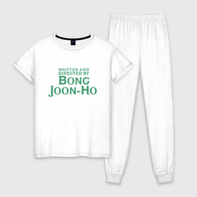 Женская пижама хлопок с принтом Bong Joon-Ho в городе Новоалтайск, 100% хлопок | брюки и футболка прямого кроя, без карманов, на брюках мягкая резинка на поясе и по низу штанин | bong joon ho | cinema | korea | movie | parasite | актер | драма | канны | кино | комедия | корея | оскар | паразиты | пон чжун хо | режиссер | семья | триллер