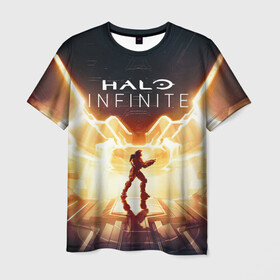 Мужская футболка 3D с принтом Halo infinite Мастер Чиф в городе Новоалтайск, 100% полиэфир | прямой крой, круглый вырез горловины, длина до линии бедер | alien | future | galactic | games | halo | helmet | infinite | master chief | microsoft | nextgen | robot | space | war | weapon | xbox | бесконечность | будущее | война | галактика | игры | иксбокс | инопланетянин | космос | майкрософт | мастер чиф | нек