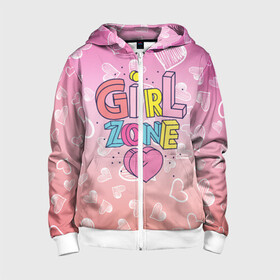Детская толстовка 3D на молнии с принтом Girl Zone только для девушек в городе Новоалтайск, 100% полиэстер |  манжеты и пояс оформлены широкой мягкой резинкой, двухслойный капюшон со шнурком для регулировки, спереди карманы и застежка-молния
 | girl | girl zone | девочка | девушка | девушке | девушки рулят | зона девушек | только для девушек