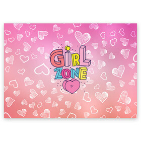 Поздравительная открытка с принтом Girl Zone только для девушек в городе Новоалтайск, 100% бумага | плотность бумаги 280 г/м2, матовая, на обратной стороне линовка и место для марки
 | girl | girl zone | девочка | девушка | девушке | девушки рулят | зона девушек | только для девушек