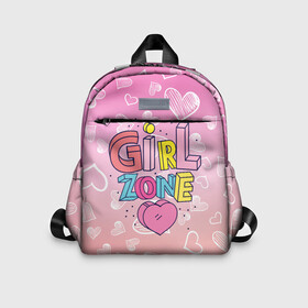 Детский рюкзак 3D с принтом Girl Zone только для девушек в городе Новоалтайск, 100% полиэстер | лямки с регулируемой длиной, сверху петелька, чтобы рюкзак можно было повесить на вешалку. Основное отделение закрывается на молнию, как и внешний карман. Внутри дополнительный карман. По бокам два дополнительных кармашка | girl | girl zone | девочка | девушка | девушке | девушки рулят | зона девушек | только для девушек