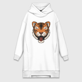 Платье-худи хлопок с принтом Сердитый Блейз в городе Новоалтайск,  |  | tiger | блейз | большая кошка | дикая кошка | иллюстрация | стикер