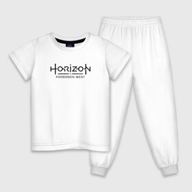 Детская пижама хлопок с принтом Horizon Forbidden West в городе Новоалтайск, 100% хлопок |  брюки и футболка прямого кроя, без карманов, на брюках мягкая резинка на поясе и по низу штанин
 | aloy | dawn | forbidden | horizon | west | zero | вест | нора | племя | форбидден | хорайзен | хоризон | элой