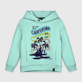 Детское худи Oversize хлопок с принтом CALIFORNIA BEECH в городе Новоалтайск, френч-терри — 70% хлопок, 30% полиэстер. Мягкий теплый начес внутри —100% хлопок | боковые карманы, эластичные манжеты и нижняя кромка, капюшон на магнитной кнопке | Тематика изображения на принте: beech | california | retro | sea | summer | usa | каникулы | лето | море | отдых | пальмы | пляж | ретро | тропики