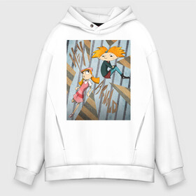 Мужское худи Oversize хлопок с принтом Эй, Арнольд | Hey Arnold в городе Новоалтайск, френч-терри — 70% хлопок, 30% полиэстер. Мягкий теплый начес внутри —100% хлопок | боковые карманы, эластичные манжеты и нижняя кромка, капюшон на магнитной кнопке | Тематика изображения на принте: arnold philip shortman | helga geraldine pataki | hey арнольд филипп шортмен | хельга джеральдин патаки | эй арнольд