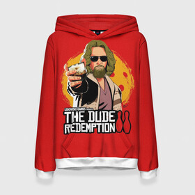Женская толстовка 3D с принтом The dude redemption в городе Новоалтайск, 100% полиэстер  | двухслойный капюшон со шнурком для регулировки, мягкие манжеты на рукавах и по низу толстовки, спереди карман-кенгуру с мягким внутренним слоем. | dude | jeff bridges | the big lebowski | the dude redemption | большой лебовский | боулинг | джефф бриджес | кегли | коктейль | фильм | чувак | шар