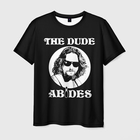 Мужская футболка 3D с принтом The dude ABIDES в городе Новоалтайск, 100% полиэфир | прямой крой, круглый вырез горловины, длина до линии бедер | dude | jeff bridges | the big lebowski | the dude abides | большой лебовский | джефф бриджес | фильм | чувак