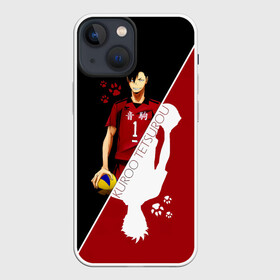 Чехол для iPhone 13 mini с принтом Куроо Тецуро | Haikyuu в городе Новоалтайск,  |  | anime | haikyu | haikyuu | kuroo tetsurou | manga | аниме | волейбол | волейбольный клуб | коварный капитан | колючая голова | лапы | манга | некома | номер 1 | следы | старшая некома | хаику | хаикую | черно   красная