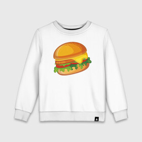 Детский свитшот хлопок с принтом My Burger в городе Новоалтайск, 100% хлопок | круглый вырез горловины, эластичные манжеты, пояс и воротник | Тематика изображения на принте: cheeseburger | бургер | вредная еда | гамбургер | иллюстрация