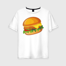 Женская футболка хлопок Oversize с принтом My Burger в городе Новоалтайск, 100% хлопок | свободный крой, круглый ворот, спущенный рукав, длина до линии бедер
 | cheeseburger | бургер | вредная еда | гамбургер | иллюстрация