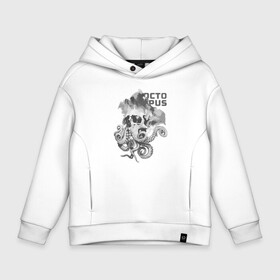 Детское худи Oversize хлопок с принтом OCTOPUS SKULL в городе Новоалтайск, френч-терри — 70% хлопок, 30% полиэстер. Мягкий теплый начес внутри —100% хлопок | боковые карманы, эластичные манжеты и нижняя кромка, капюшон на магнитной кнопке | монстр | морской | осьминог | пират | скелет | тату | татуировка | череп | щупальцы
