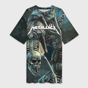 Платье-футболка 3D с принтом Metallica Metal Skull в городе Новоалтайск,  |  | american | james hetfield | kirk hammett | metal band | metallica | music | mystic | rock | американская | джеймс хетфилд | металлика | музыка | рок | скилет | череп