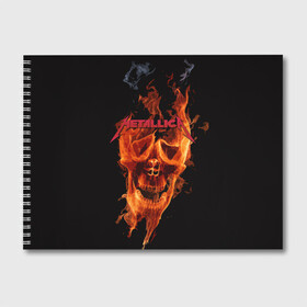 Альбом для рисования с принтом Metallica Flame в городе Новоалтайск, 100% бумага
 | матовая бумага, плотность 200 мг. | Тематика изображения на принте: american | james hetfield | kirk hammett | metal band | metallica | music | mystic | rock | американская | джеймс хетфилд | металлика | музыка | рок | скилет | череп