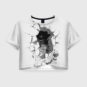 Женская футболка Crop-top 3D с принтом Из стены смотрит на Эрена в городе Новоалтайск, 100% полиэстер | круглая горловина, длина футболки до линии талии, рукава с отворотами | eren | атака титанов | атака титанов эрен | атакующий титан | атакующий эрен | лицо титана из стены | титан атака титанов | титан эрен | эрен | эрен атака титанов | эрен в ярости | эрен титан