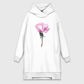 Платье-худи хлопок с принтом Нежность розы в городе Новоалтайск,  |  | flower | pink | rose | summer | watercolor | акварель | лето | нежность | роза | розовый | цветы