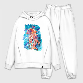Мужской костюм хлопок OVERSIZE с принтом Медуза в городе Новоалтайск,  |  | flowers | jellyfish | sea | summer | water | акварель | вода | лето | медуза | море | оранжевый | плюмерия | цветы