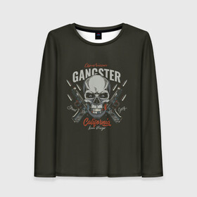 Женский лонгслив 3D с принтом GANGSTER в городе Новоалтайск, 100% полиэстер | длинные рукава, круглый вырез горловины, полуприлегающий силуэт | gangster | skull | zombie | адамова голова | гангстер | зомби | кладбище | мафиози | мертвец | могила | мумия | навь | пират | скелет | ужас | череп | череп и кости | черепок | черепушка