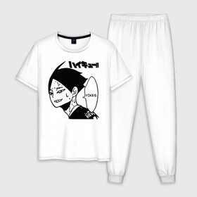 Мужская пижама хлопок с принтом Yikes. Ринтаро Суна | Haikyuu! в городе Новоалтайск, 100% хлопок | брюки и футболка прямого кроя, без карманов, на брюках мягкая резинка на поясе и по низу штанин
 | 10 номер | anime | ejp raijin | haikyu | haikyuu | manga | suna rintarou | yikes | аниме | волейбол | волейбольный клуб | игрок | лицо | манга | старшая инаризаки | хаику | хаикую | эмоции
