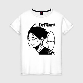 Женская футболка хлопок с принтом Yikes. Ринтаро Суна | Haikyuu! в городе Новоалтайск, 100% хлопок | прямой крой, круглый вырез горловины, длина до линии бедер, слегка спущенное плечо | 10 номер | anime | ejp raijin | haikyu | haikyuu | manga | suna rintarou | yikes | аниме | волейбол | волейбольный клуб | игрок | лицо | манга | старшая инаризаки | хаику | хаикую | эмоции