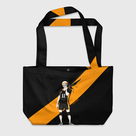 Пляжная сумка 3D с принтом Кей Цукишима | Haikyuu!! в городе Новоалтайск, 100% полиэстер | застегивается на металлическую кнопку; внутренний карман застегивается на молнию. Стенки укреплены специальным мягким материалом, чтобы защитить содержимое от несильных ударов
 | 11 номер | anime | haikyu | haikyuu | manga | аниме | волейбол | волейбольный клуб | карасуно | кей цукишима | котаро бокуто | манга | обычный парень | очкарик | тендо | умный блокирующий цукки | хаику | хаикую