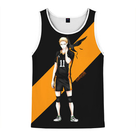 Мужская майка 3D с принтом Кей Цукишима | Haikyuu!! в городе Новоалтайск, 100% полиэстер | круглая горловина, приталенный силуэт, длина до линии бедра. Пройма и горловина окантованы тонкой бейкой | Тематика изображения на принте: 11 номер | anime | haikyu | haikyuu | manga | аниме | волейбол | волейбольный клуб | карасуно | кей цукишима | котаро бокуто | манга | обычный парень | очкарик | тендо | умный блокирующий цукки | хаику | хаикую