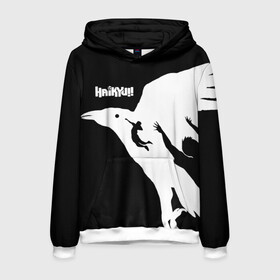 Мужская толстовка 3D с принтом Ворон Карасуно Haikyu!! в городе Новоалтайск, 100% полиэстер | двухслойный капюшон со шнурком для регулировки, мягкие манжеты на рукавах и по низу толстовки, спереди карман-кенгуру с мягким внутренним слоем. | anime | haikyu | haikyuu | karasuno | manga | аниме | волейбол | волейбольный клуб | ворон | ворона | вороны | игроки | карасуно | крылья | манга | мяч | питца | силуэт | хаику | хаикую | черный
