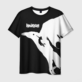Мужская футболка 3D с принтом Ворон Карасуно Haikyu!! в городе Новоалтайск, 100% полиэфир | прямой крой, круглый вырез горловины, длина до линии бедер | anime | haikyu | haikyuu | karasuno | manga | аниме | волейбол | волейбольный клуб | ворон | ворона | вороны | игроки | карасуно | крылья | манга | мяч | питца | силуэт | хаику | хаикую | черный