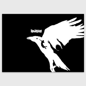 Поздравительная открытка с принтом Ворон Карасуно Haikyu!! в городе Новоалтайск, 100% бумага | плотность бумаги 280 г/м2, матовая, на обратной стороне линовка и место для марки
 | anime | haikyu | haikyuu | karasuno | manga | аниме | волейбол | волейбольный клуб | ворон | ворона | вороны | игроки | карасуно | крылья | манга | мяч | питца | силуэт | хаику | хаикую | черный
