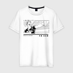Мужская футболка хлопок с принтом Котаро Бокуто Haikyuu!! в городе Новоалтайск, 100% хлопок | прямой крой, круглый вырез горловины, длина до линии бедер, слегка спущенное плечо. | Тематика изображения на принте: 12 номер | 4 | anime | haikyu | haikyuu | koutarou bokuto | академия фукуродани | аниме | ас простофиля | боккун | бокуто сан | волейбол | волейбольный клуб | пустоголовый | ушими | хаику | хаикую | чёрные шакал