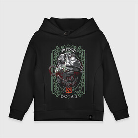 Детское худи Oversize хлопок с принтом ПУДЖ ДОТА 2 PUDGE DOTA 2 в городе Новоалтайск, френч-терри — 70% хлопок, 30% полиэстер. Мягкий теплый начес внутри —100% хлопок | боковые карманы, эластичные манжеты и нижняя кромка, капюшон на магнитной кнопке | dota | dota 2 | pudge | дота | дота 2 | падж | пудж