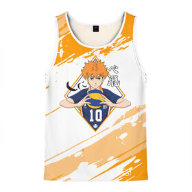 Мужская майка 3D с принтом Шоё Хината Haikyuu!! в городе Новоалтайск, 100% полиэстер | круглая горловина, приталенный силуэт, длина до линии бедра. Пройма и горловина окантованы тонкой бейкой | 10 номер | haikyu | haikyuu | hinata shoyo | karasuno | аниме | волейбол | волейбольный клуб | карасуно | коротышка | красный | мальчик мяч | манга | рыжик | старшая школа | хаикую | чиби чан | шоё хината