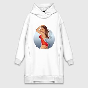 Платье-худи хлопок с принтом Девушка в городе Новоалтайск,  |  | art | drawing | dress | girl | арт | девушка | очки | платье | рисунок