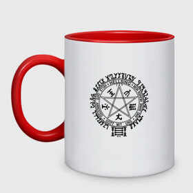 Кружка двухцветная с принтом Hellsing Pentagram в городе Новоалтайск, керамика | объем — 330 мл, диаметр — 80 мм. Цветная ручка и кайма сверху, в некоторых цветах — вся внутренняя часть | anime | hellsing | ад | аниме | вампир | демон | демоны | дьявол | крутой подарок | пентаграмма | хелсинг