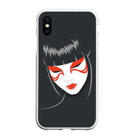 Чехол для iPhone XS Max матовый с принтом Японка в городе Новоалтайск, Силикон | Область печати: задняя сторона чехла, без боковых панелей | Тематика изображения на принте: девушка | лицо | портрет | философия | япония | японка