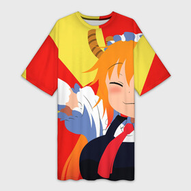Платье-футболка 3D с принтом Тору в городе Новоалтайск,  |  | anime | manga | miss kobayashis dragon maid | аниме | дракон горничная кобаяши | канна камуй | кетцалькоатль | лукоа | макото такия | манга | тору | фафнир
