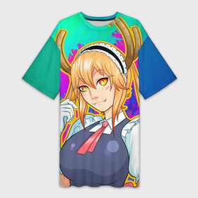 Платье-футболка 3D с принтом Тору в городе Новоалтайск,  |  | anime | manga | miss kobayashis dragon maid | аниме | дракон горничная кобаяши | канна камуй | кетцалькоатль | лукоа | макото такия | манга | тору | фафнир