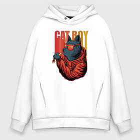 Мужское худи Oversize хлопок с принтом Cat boy в городе Новоалтайск, френч-терри — 70% хлопок, 30% полиэстер. Мягкий теплый начес внутри —100% хлопок | боковые карманы, эластичные манжеты и нижняя кромка, капюшон на магнитной кнопке | cat | kitten | блатной | в наушниках | кот | котенок | котик | кошачьи | кошка