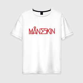 Женская футболка хлопок Oversize с принтом Maneskin, Новый логотип в городе Новоалтайск, 100% хлопок | свободный крой, круглый ворот, спущенный рукав, длина до линии бедер
 | eurovision | maneskin | евровидение | логотип | манескин | новый логотип | рок