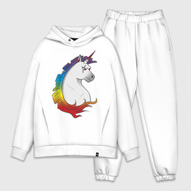 Мужской костюм хлопок OVERSIZE с принтом Единорог в городе Новоалтайск,  |  | angry unicorn | harsh unicorn | rainbow unicorn | unicorn | единорог | злой единорог | радужный единорог | суровый единорог