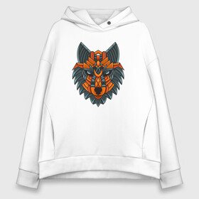 Женское худи Oversize хлопок с принтом Волк орнамент в городе Новоалтайск, френч-терри — 70% хлопок, 30% полиэстер. Мягкий теплый начес внутри —100% хлопок | боковые карманы, эластичные манжеты и нижняя кромка, капюшон на магнитной кнопке | lone | predator | wolf | волк | волки | животное | орнамент | хищник