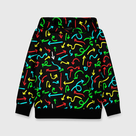 Детская толстовка 3D с принтом Стрелочки в городе Новоалтайск, 100% полиэстер | двухслойный капюшон со шнурком для регулировки, мягкие манжеты на рукавах и по низу толстовки, спереди карман-кенгуру с мягким внутренним слоем | arrows | background | pattern | паттерн | стрелки | стрелочки | стрелы | фон